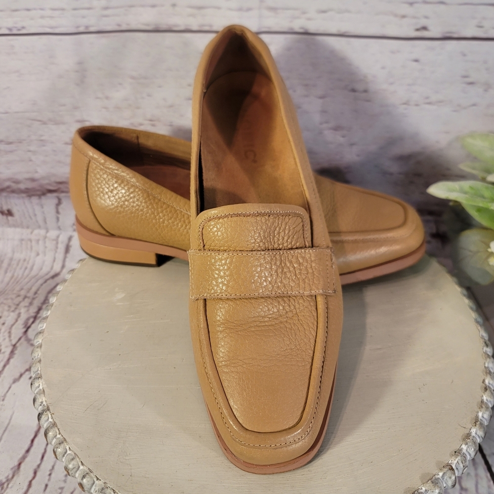 Vionic Sellah Womens Leather Loafers Size 7 Tan Macaroon Arch Support Square Toe